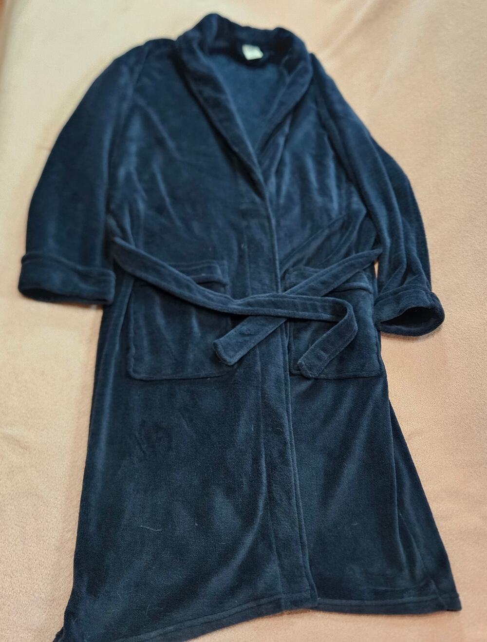 Croft & Barrow Dark Blue Plush Faux Fur Bathrobe Size S/M